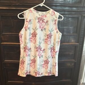 Floral Sleeveless Top - Pink and White
